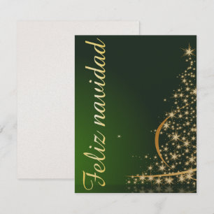 Convite Motivo natalício verde com árvore de Natal.