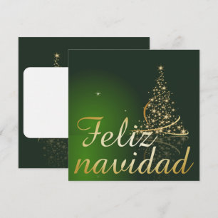 Convite Motivo natalício verde com árvore de Natal.