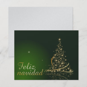 Convite Motivo natalício verde com árvore de Natal.