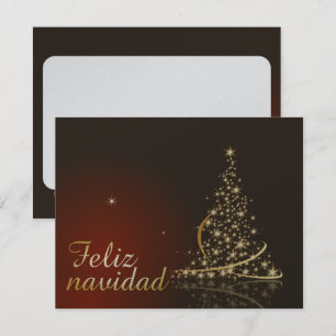 Convite Motivo natalício vermelho com dourado árvore de na