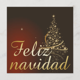Convite Motivo natalício vermelho com dourado árvore de na