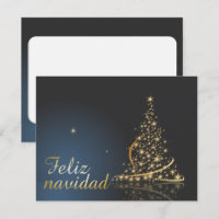 Motivo natalino azul com árvore de natal dourada.