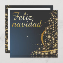 Motivo navideño azul con dorado árbol de navidad