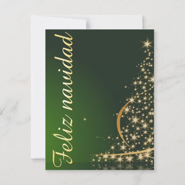 Convite Motivo navideño verde con arbol de navidad. (Frente)