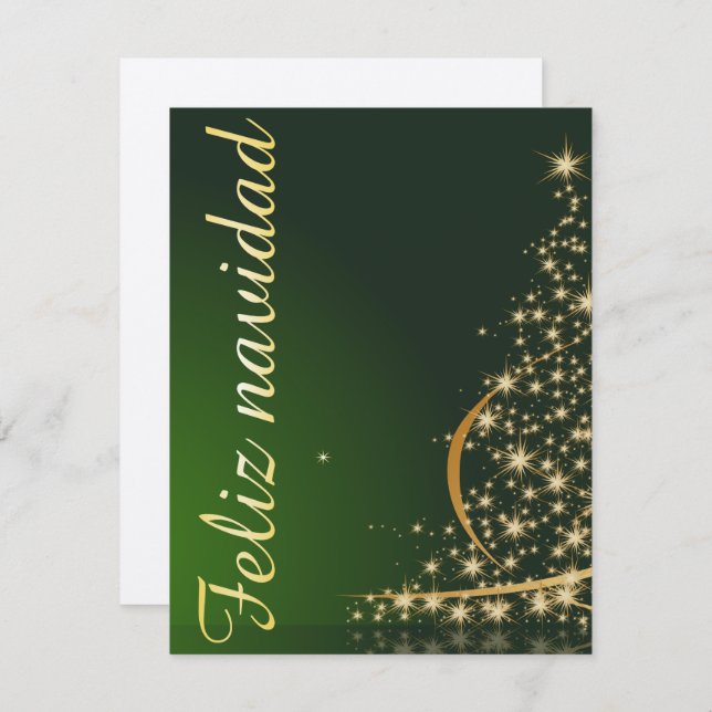 Convite Motivo navideño verde con arbol de navidad. (Frente/Verso)