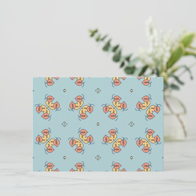 Convite motivos florais de folhas agrupando   design de pa (Em pé/Frente)