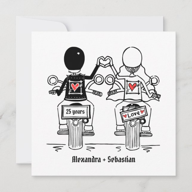 Convite Moto Personalizada de Casamento e Aniversário (Frente)