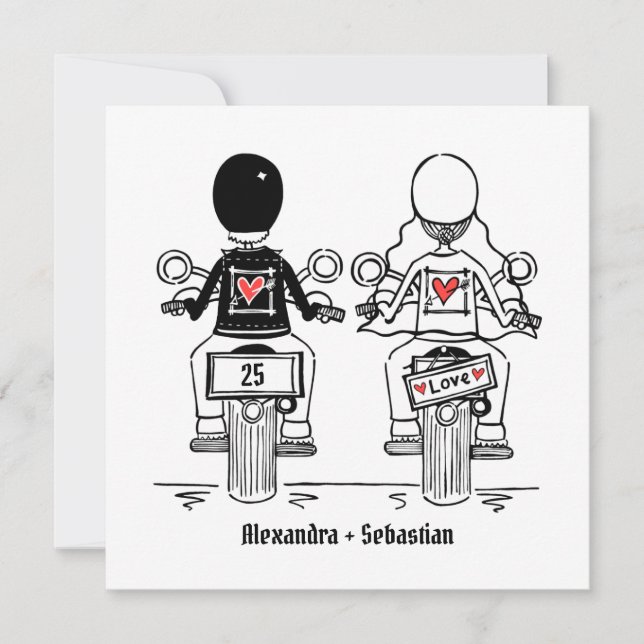 Convite Moto Personalizada de Casamento e Aniversário de C (Frente)