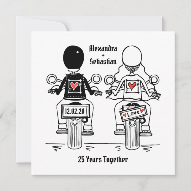 Convite Moto Personalizada de Casamento e Aniversário de C (Frente)