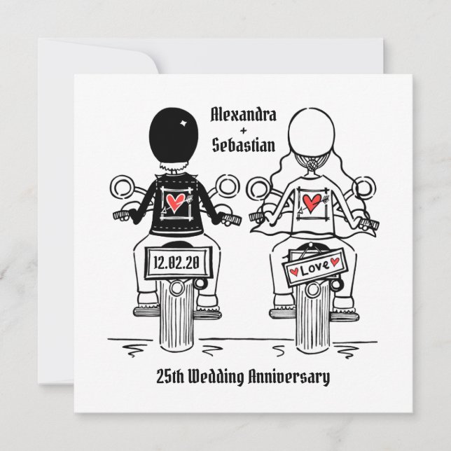 Convite Moto Personalizada de Casamento e Aniversário de C (Frente)