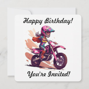 Convite Motocross de Menina Personalizada