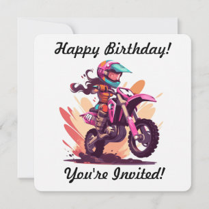 Convite Motocross de Menina Personalizada