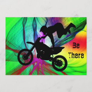 Convite Motocross em uma Web Psychedelic Spider