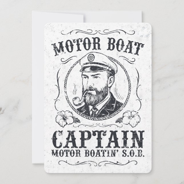 Convite Motor Boat Captain Funny Pontoon Boating (Frente)