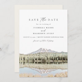 Convite MOUNT RAINIER Watercolor Destino Salvar a Data