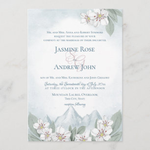 Convite Mountain Laurel Wedding Watercolor