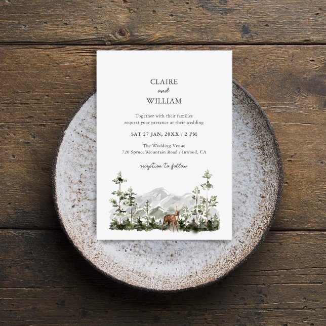 Convite Mountain Pine Forest Wedding Invitation (Criador carregado)