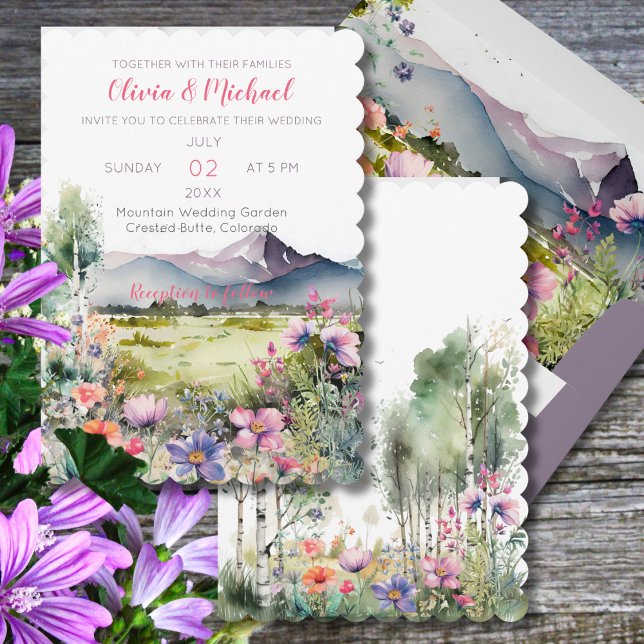 Convite Mountain Thyme Wildflower Wedding Invitation (Criador carregado)