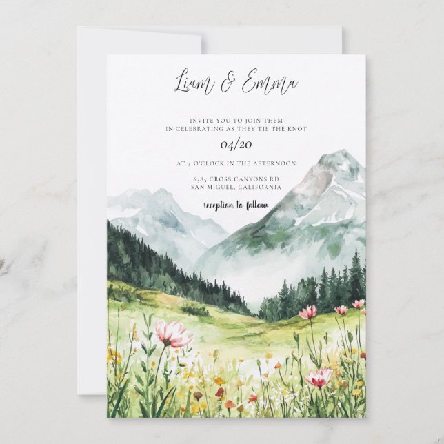 Convite Mountain Wedding Invitation (Frente)