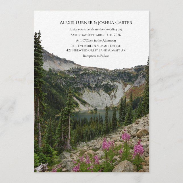 Convite Mountain Wildflower Wedding Invitation (Frente)