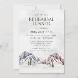 Convite Mountain Winter Forest Rustic Rehearsal Dinner
