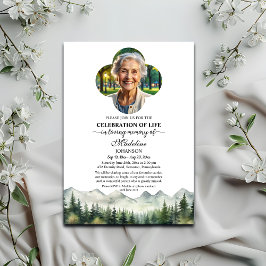 Convite Mountains and Trees Celebration Of Life Funeral