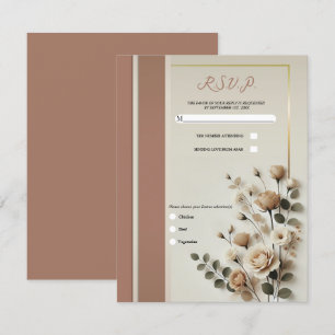 Convite Mousse de Mocha e Floral Neutro Branco Ósseo RSVP