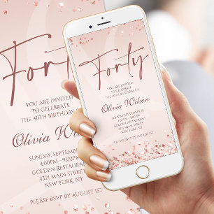 Convite Móvel de Aniversário de 50 anos Rose Gold