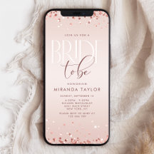 Convite Móvel de Chuva de Noiva em Rose Gold Confe