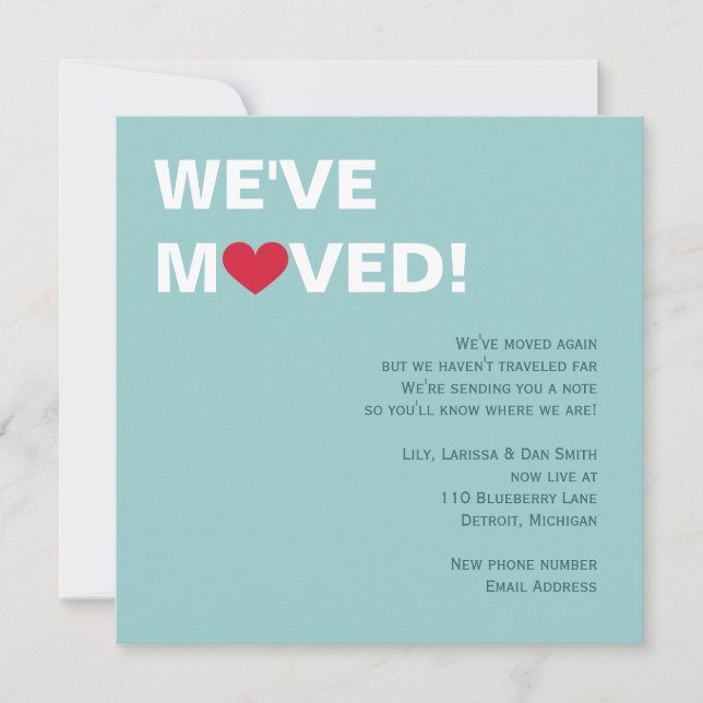 Convite Mover-se vermelho do coração (Frente)