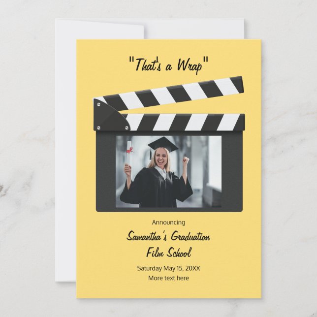 Convite Movie Clapboard Graduation Announcement (Frente)