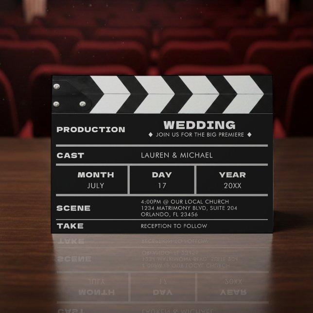 Convite Movie Film Clap Board Wedding (Criador carregado)