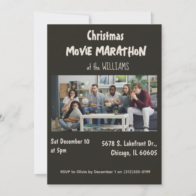 Convite Movie Marathon Christmas Party Invitation (Frente)