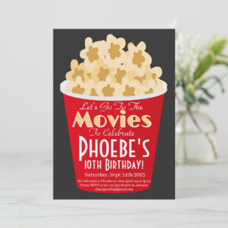 Convite Movie Night Invitation PopCorn Birthday Invitation