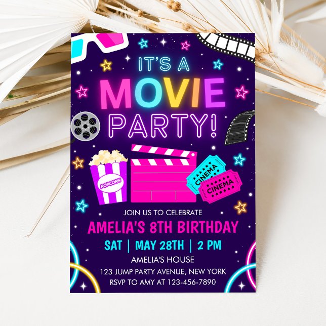 Convite Movie Party Birthday Invitation (Criador carregado)