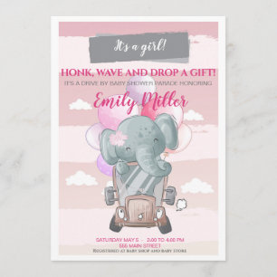 Convite Movimentação de elefante por chá de fraldas