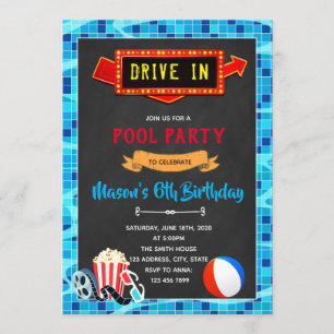 Convite Movimentação do filme da piscina no tem do partido