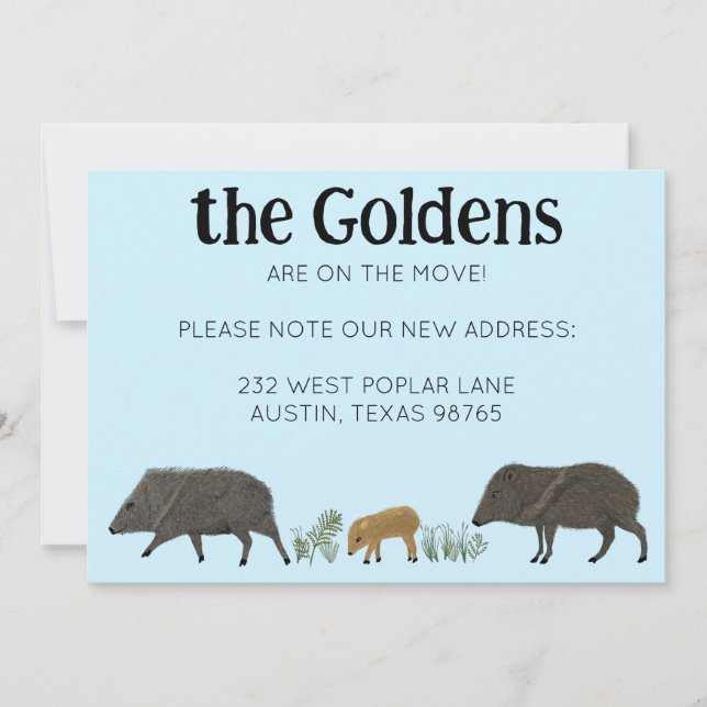 Convite MOVING ANNOUNCEMENT Javelina Family Southwest (Frente)