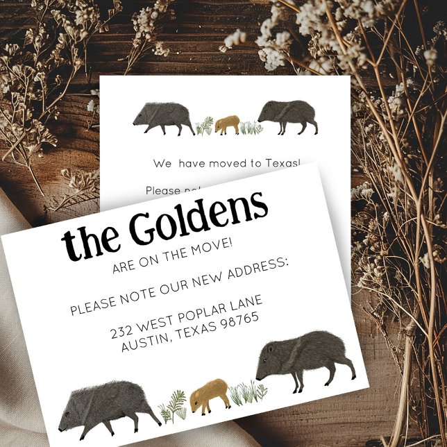 Convite MOVING ANNOUNCEMENT Javelina Family Southwest Card (MOVING ANNOUNCEMENT Javelina Family Southwest Address Change New Home Card)