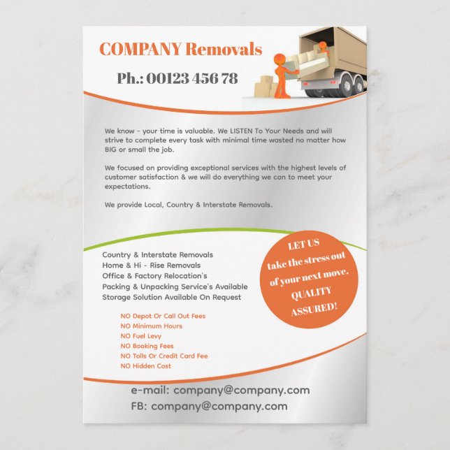 Convite Moving/ Removals Service Flyer Template (Frente)