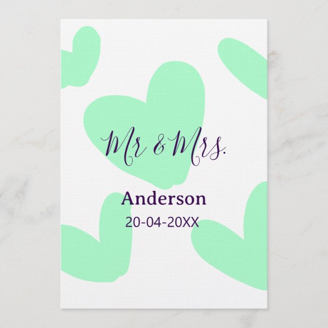 Convite Mr & Mrs add family name date year wedding favor  (Frente)