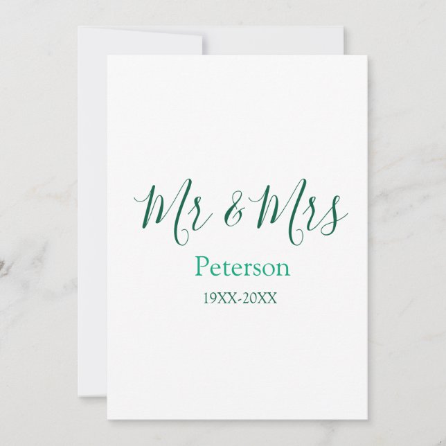 Convite Mr & Mrs last name married year wedding engagement (Frente)