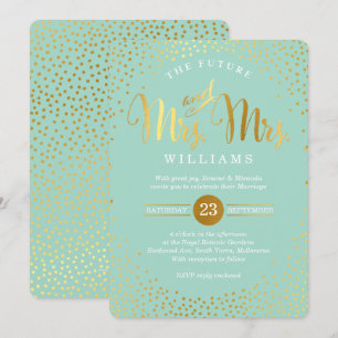 Convite MRS. & MRS. NA MODA WEDDING gold confetti