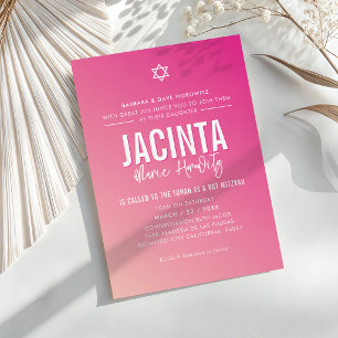 Convite MTD MITZVAH: Gradiente rosa bonito estrela moderna