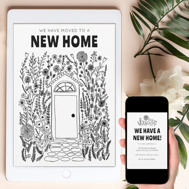 Convite Mudamos O Endereço Para Trocar A Porta Do Jardim E (We Have Moved Address Change Garden Door Digital Invitation electronic card)