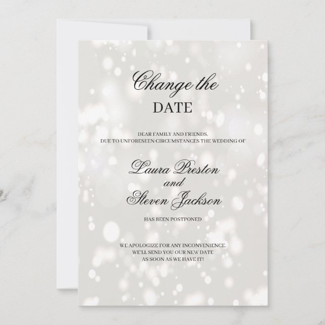 Convite Mudança de Data de Casamento Adiada Moderna (Frente)