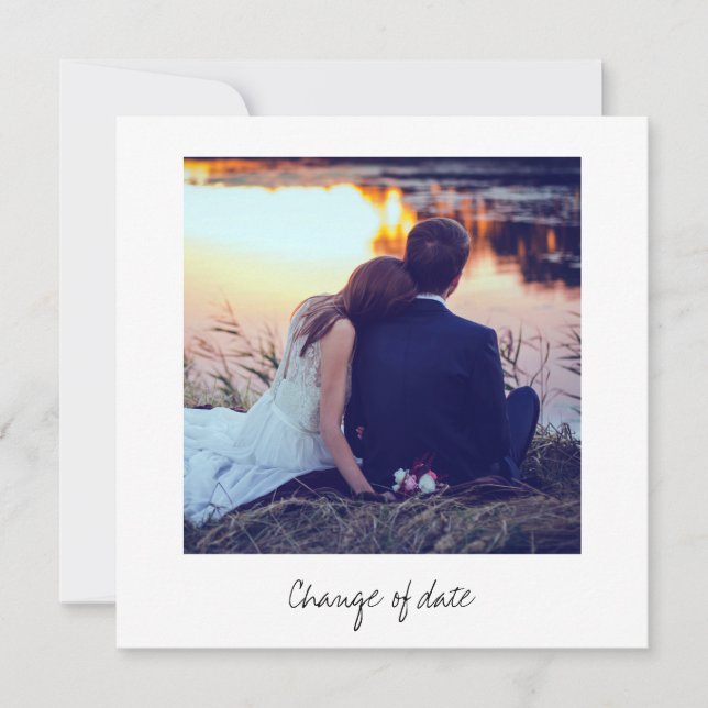 Convite Mudança de data de casamento de aparência instantâ (Frente)