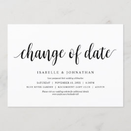 Convite Mudança de data, mudança no casamento