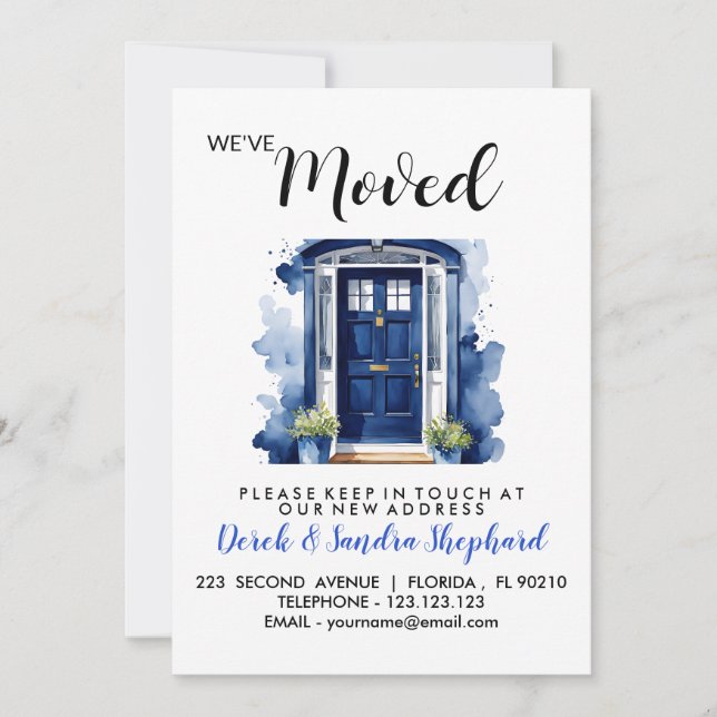 Convite Mudança de endereço movemos a porta azul da frente (Frente)