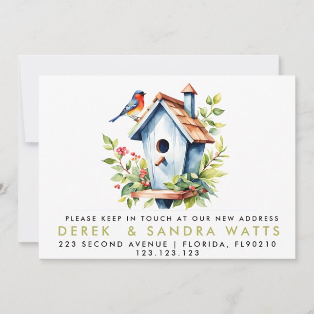 Convite mudança de endereço que movemos o pássaro do anúnc (Frente)